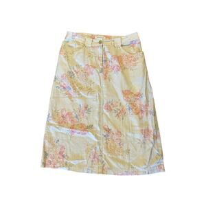 Pendelton Linen Blend Vintage tan floral Long skirt RN#29685 women’s size 6 EUC